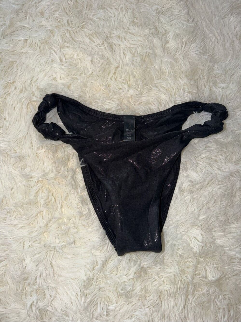SKIMS liquid shine swim knotted bikini bottom color onyx size XS